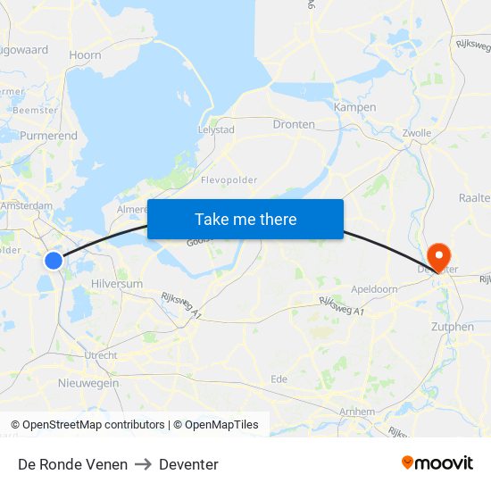 De Ronde Venen to Deventer map