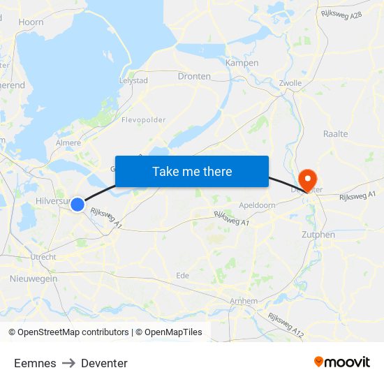 Eemnes to Deventer map