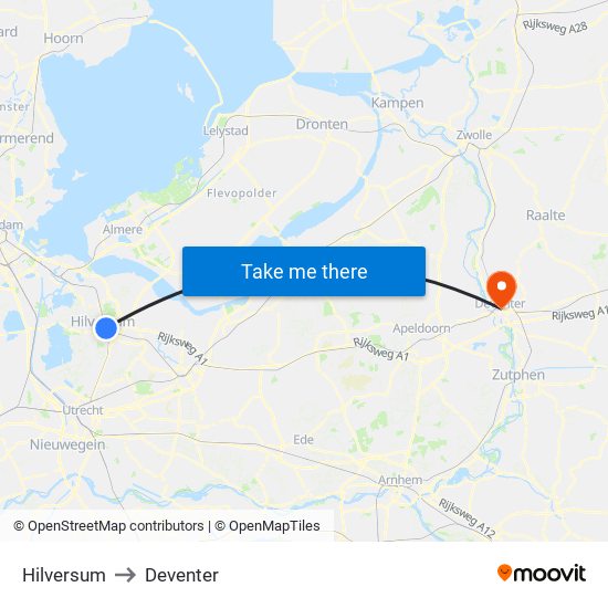 Hilversum to Deventer map