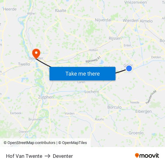 Hof Van Twente to Deventer map