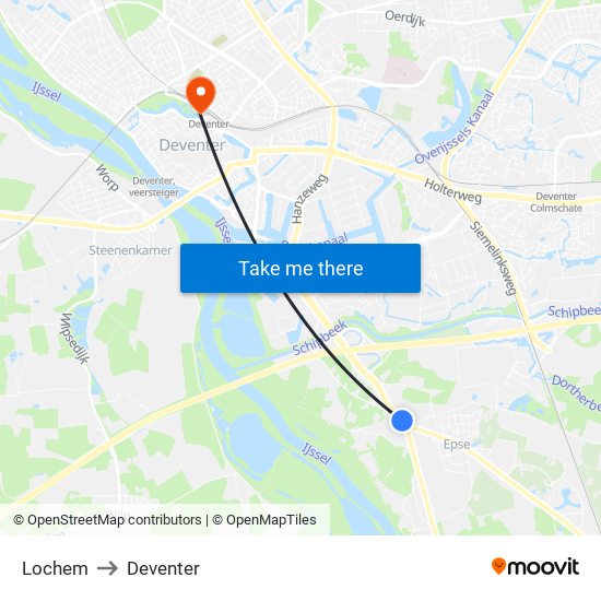 Lochem to Deventer map