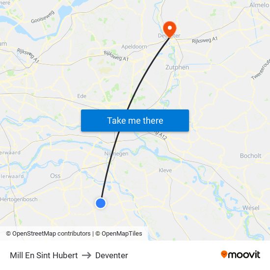 Mill En Sint Hubert to Deventer map