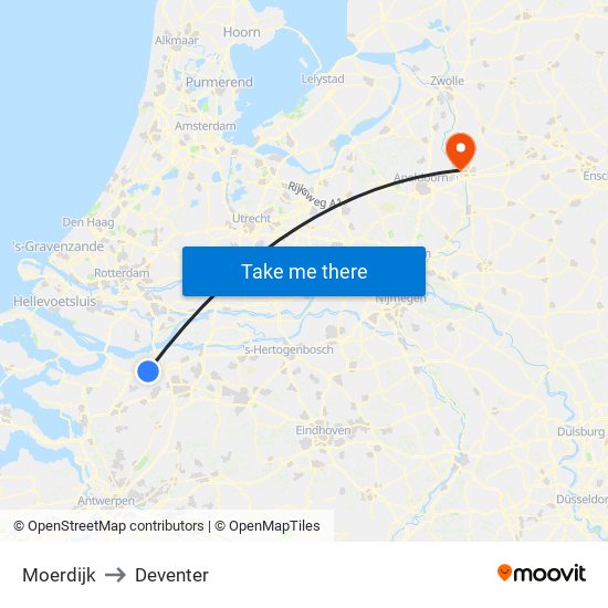 Moerdijk to Deventer map