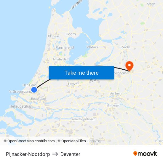 Pijnacker-Nootdorp to Deventer map