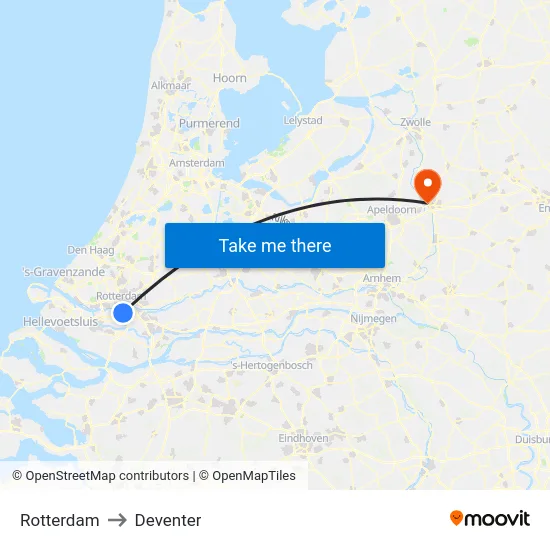 Rotterdam to Deventer map