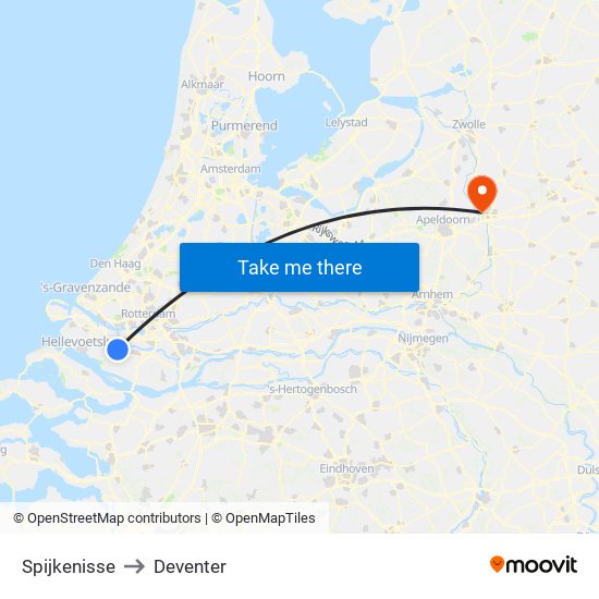 Spijkenisse to Deventer map