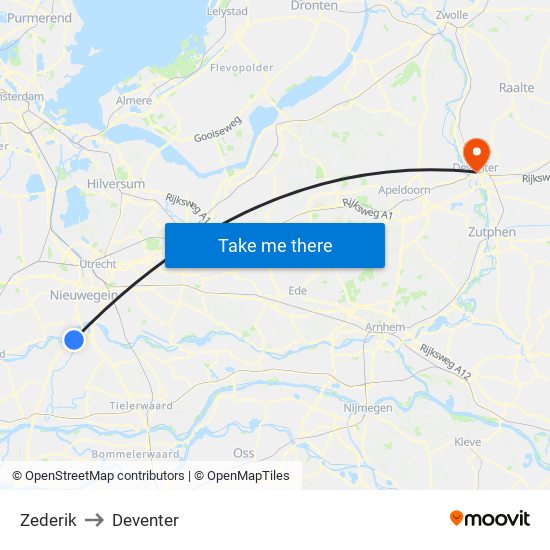 Zederik to Deventer map