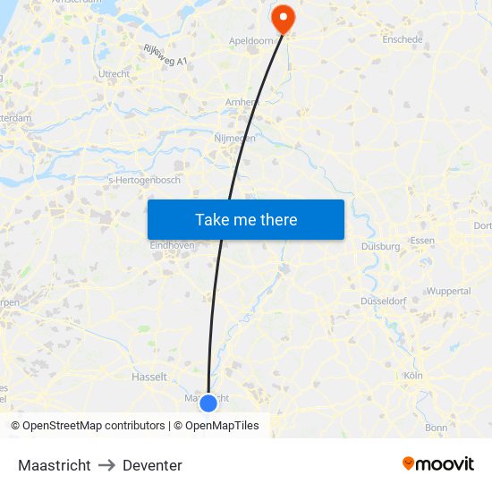 Maastricht to Deventer map