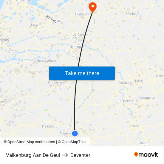 Valkenburg Aan De Geul to Deventer map