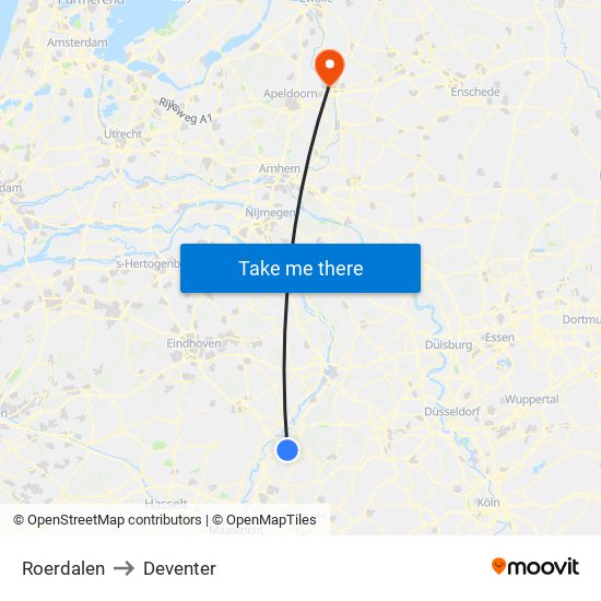 Roerdalen to Deventer map