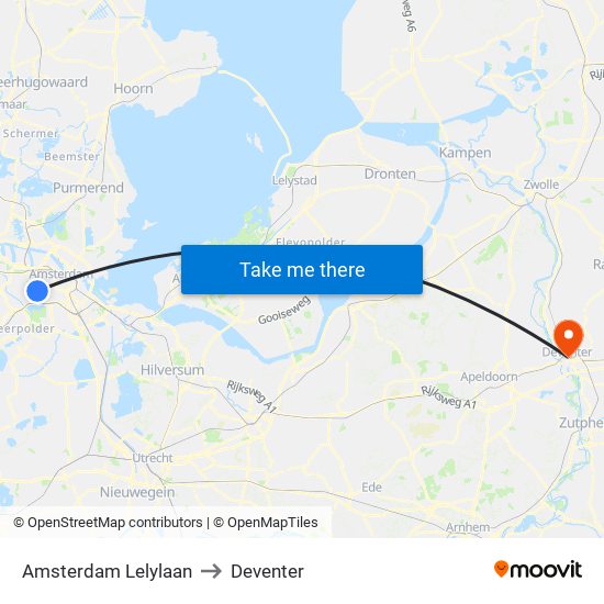 Amsterdam Lelylaan to Deventer map