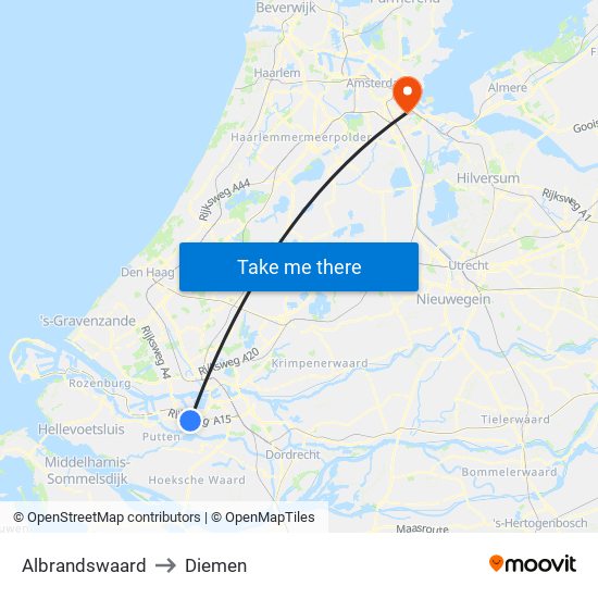 Albrandswaard to Diemen map