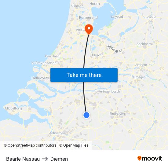 Baarle-Nassau to Diemen map