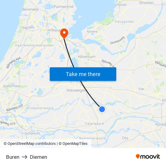 Buren to Diemen map