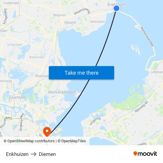 Enkhuizen to Diemen map