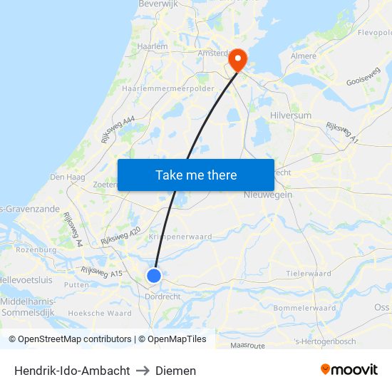 Hendrik-Ido-Ambacht to Diemen map