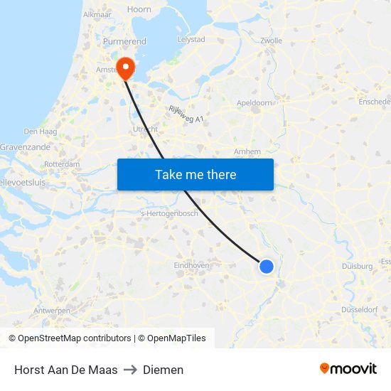 Horst Aan De Maas to Diemen map