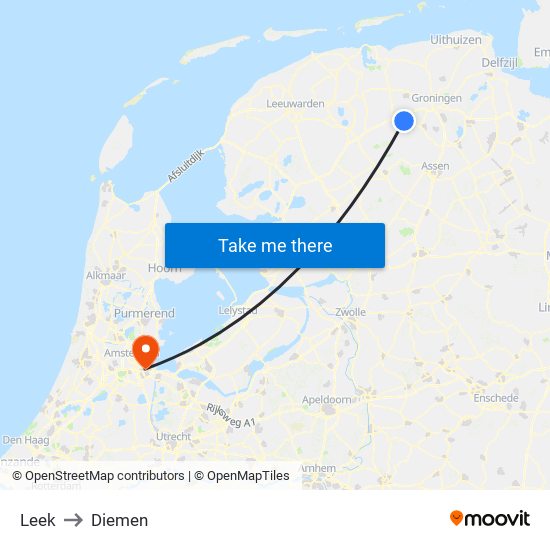 Leek to Diemen map