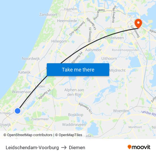 Leidschendam-Voorburg to Diemen map
