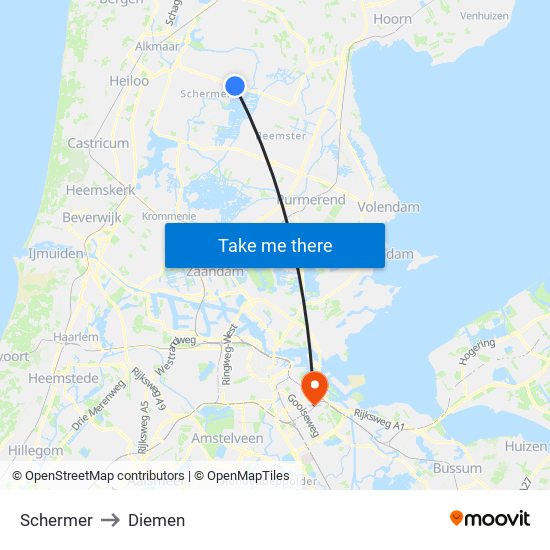 Schermer to Diemen map