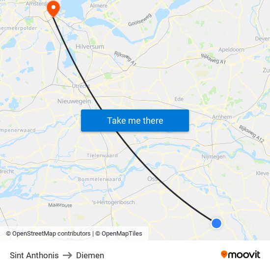 Sint Anthonis to Diemen map