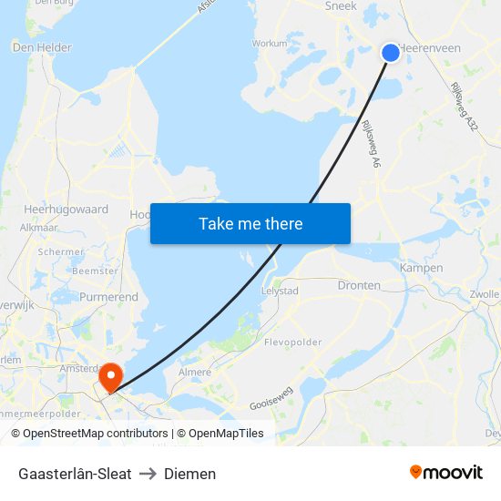 Gaasterlân-Sleat to Diemen map