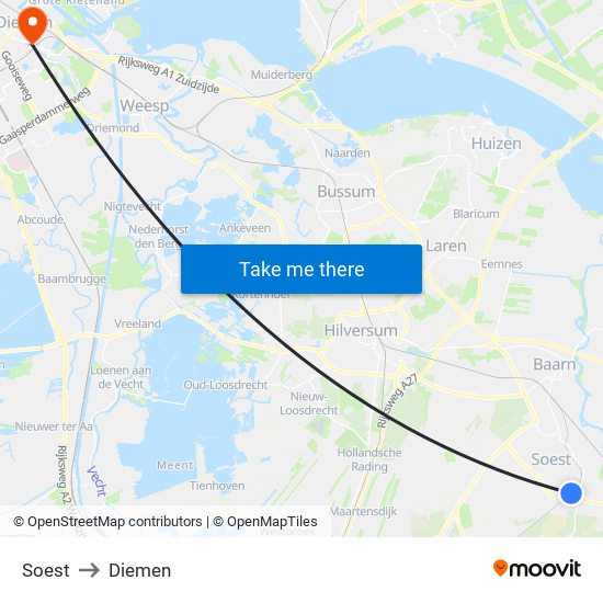 Soest to Diemen map