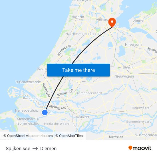 Spijkenisse to Diemen map