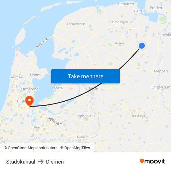 Stadskanaal to Diemen map