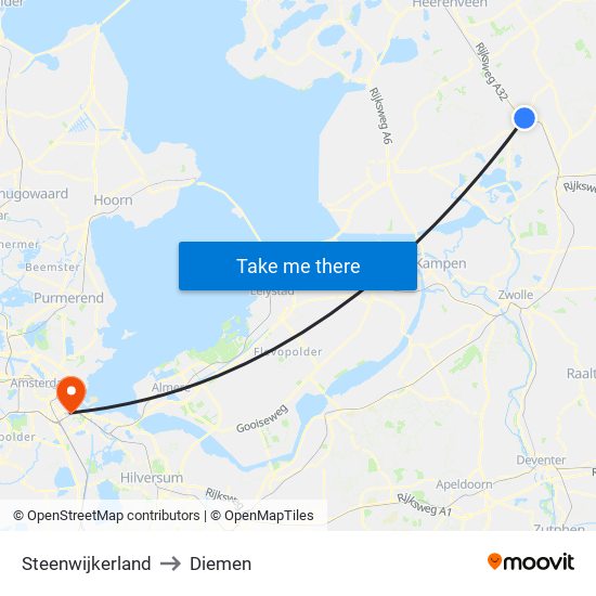 Steenwijkerland to Diemen map