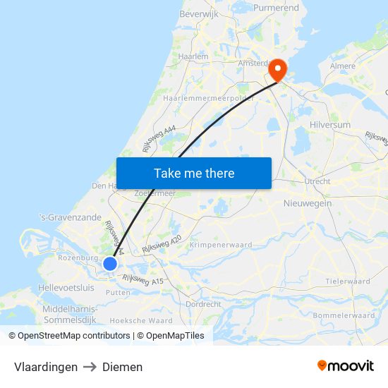 Vlaardingen to Diemen map