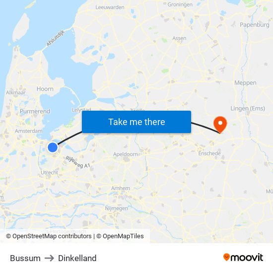 Bussum to Dinkelland map