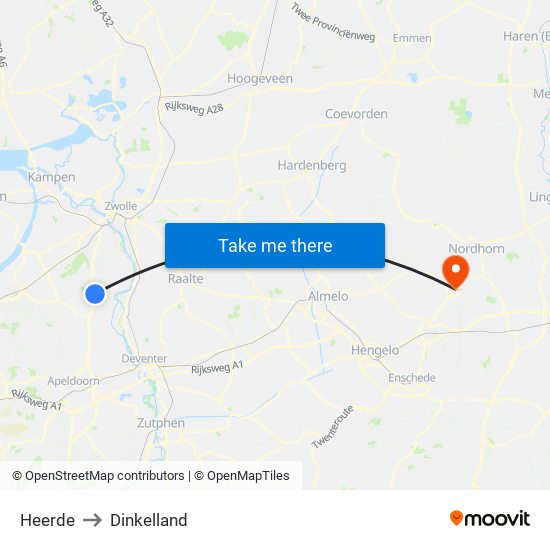 Heerde to Dinkelland map
