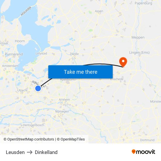 Leusden to Dinkelland map