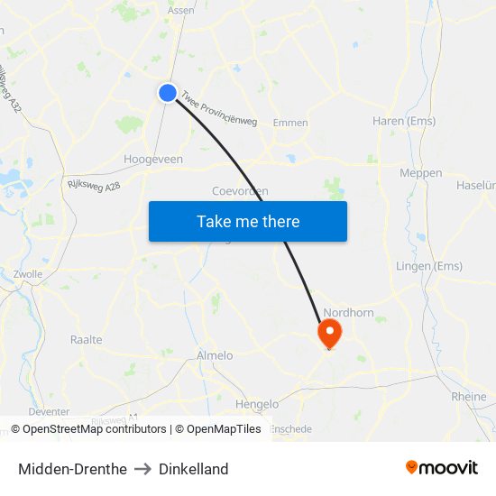 Midden-Drenthe to Dinkelland map