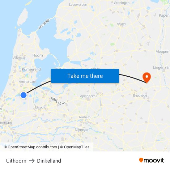 Uithoorn to Dinkelland map