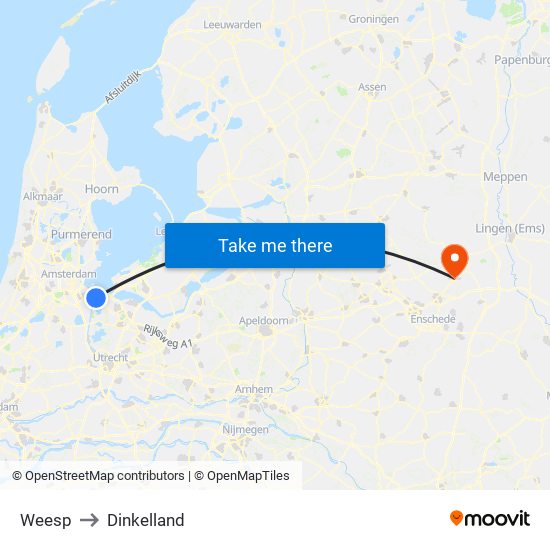 Weesp to Dinkelland map