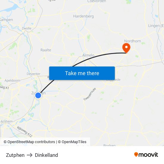 Zutphen to Dinkelland map
