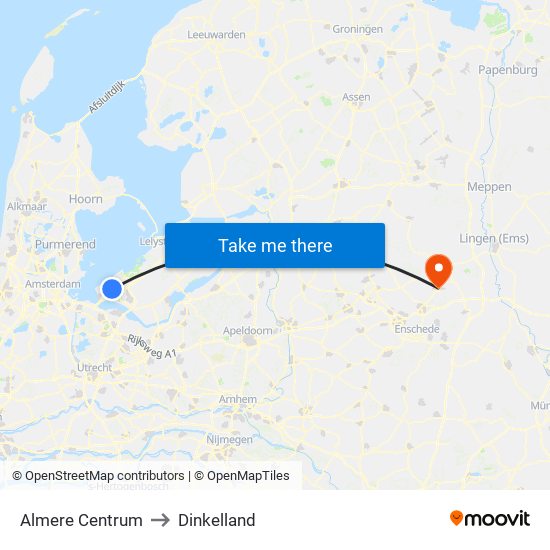 Almere Centrum to Dinkelland map