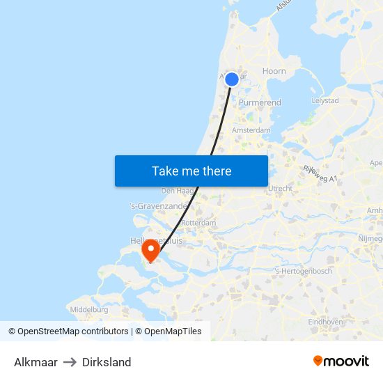 Alkmaar to Dirksland map