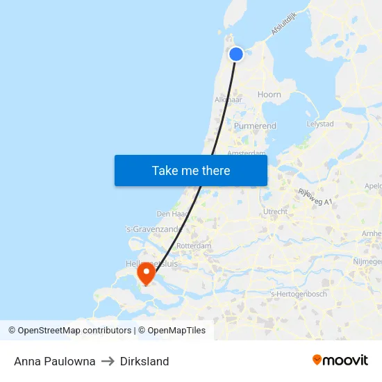 Anna Paulowna to Dirksland map