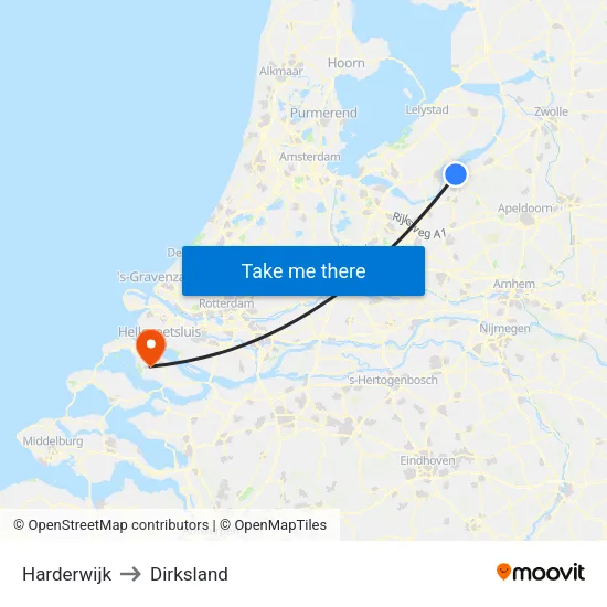 Harderwijk to Dirksland map