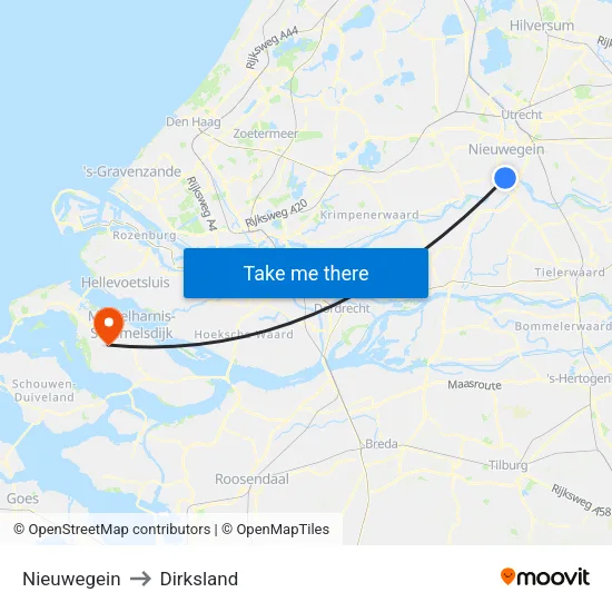 Nieuwegein to Dirksland map
