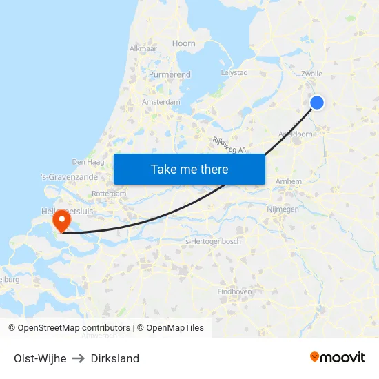 Olst-Wijhe to Dirksland map