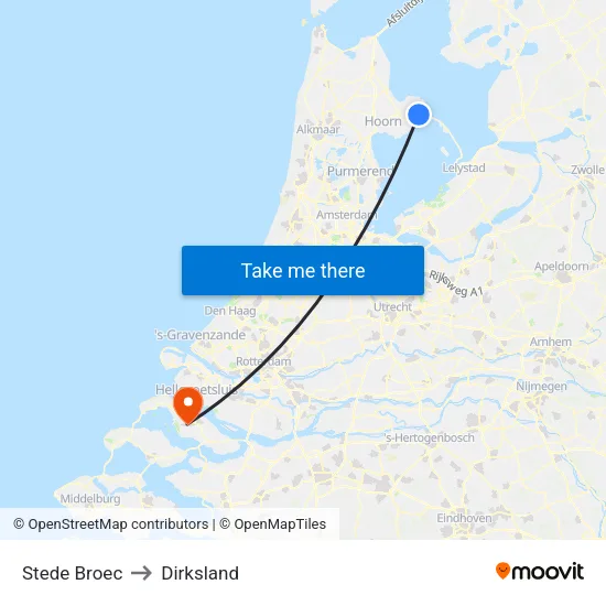Stede Broec to Dirksland map