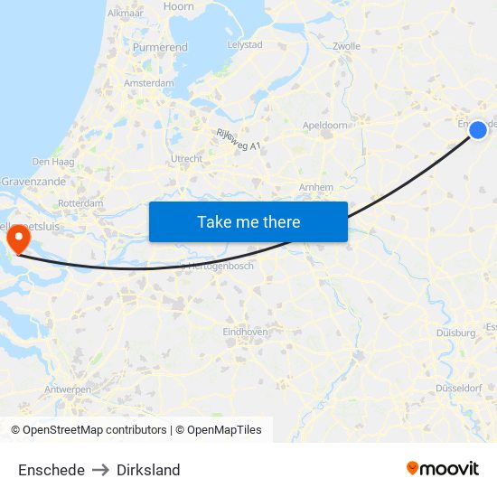 Enschede to Dirksland map