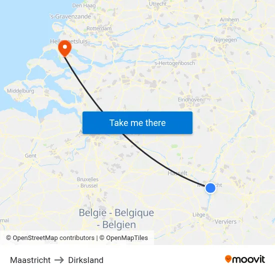 Maastricht to Dirksland map