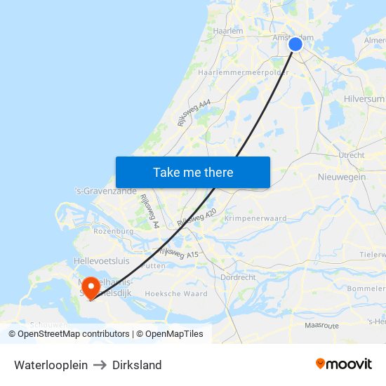 Waterlooplein to Dirksland map