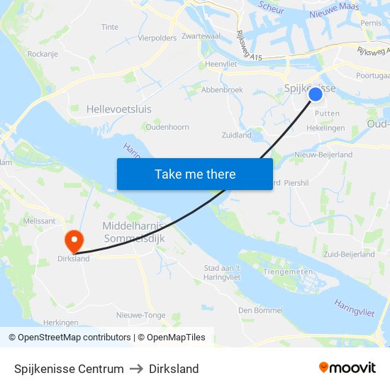 Spijkenisse Centrum to Dirksland map