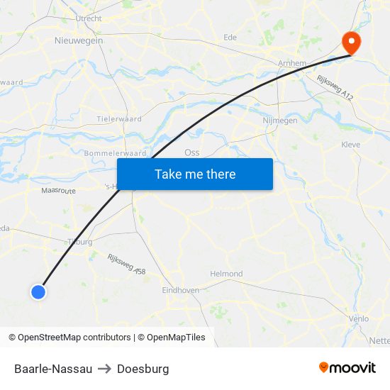 Baarle-Nassau to Doesburg map